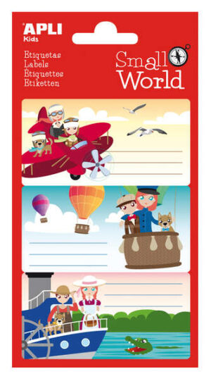Apli Etiquetas Adhesivas Escolares Aviacion - Tamaño 83x43mm - 9 Etiquetas por Bolsa - Adhesivo Permanente de Alta Calidad - Diseño Aviacion - Color Blanco