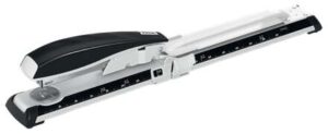 Petrus 600 Grapadora de Brazo Largo - Hasta 40 Hojas - Grapado Cerrado y Abierto - Para Grapas 22/6-8, 24/6-8 y 26/6-8 - Color Gris/Negro