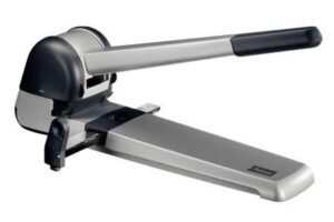 Petrus 582 Super Taladro Perforador para Gruesos - Perfora hasta 250 Hojas - Palanca Larga para Minimo Esfuerzo - Punzones de 6mm - Barra Guia Resistente hasta Formato A3 - Color Gris