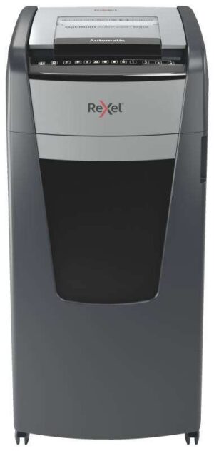 Rexel Optimum Autofeed 600x Destructora Automatica Corte en Particulas P-4 - Autoalimentacion 600 Hojas, Manual 15 Hojas - Capacidad de la Papelera de 110L - Color Gris