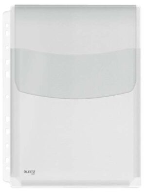 Leitz Pack de 5 Fundas Fuelle con Solapa A4 Multitaladro 11 - Capacidad 200 Hojas - Fabricada en PVC de 170 Micras - Expansibles hasta 20mm - Textura Lisa