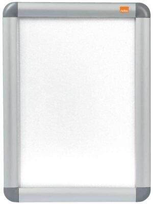 Nobo Marco Publicitario Tamaño A4 con Proteccion de PVC Antirreflectante y Resistente a la Intemperie - Marco de Aluminio Elegante - Color Plata