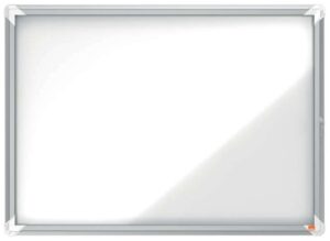 Nobo Vitrina Exteriores 8 Hojas A4 Superficie Blanca Magnetica - 692x972x45mm - Puerta Seguridad Cerradura Marco Aluminio - Resistente Intemperie - Color Blanco