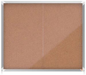 Nobo Premium Plus Vitrina de Puerta Corredera con Fondo de Corcho 15xA4 - Cerradura de Esquina Integrada - Superficie Autorreparable - Natural