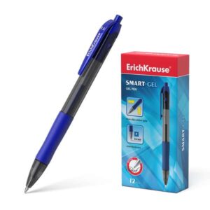 Erichkrause Smart-Gel Boligrafo Retractil - Punta de 0.5mm - Trazo de 0.4mm - Cuerpo Translucido Redondo - Tinta de Gel de Secado Rapido - Color Azul