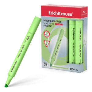 Erichkrause Visioline V-17 Pastel Marcador Fluorescente - Punta Biselada - Trazo de 0.6 a 4.5mm - Tinta a Base de Agua - Color Verde Pastel