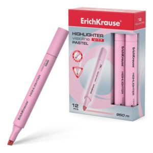 Erichkrause Visioline V-17 Pastel Marcador Fluorescente - Punta Biselada - Trazo de 0.6 a 4.5mm - Tinta a Base de Agua - Color Rosa Pastel