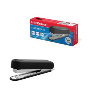 Erichkrause Grapadora Nº10 - Hasta 15 Hojas - Plastico Resistente a Golpes - Mecanismo de Acero - Capacidad 50 Grapas - Color Negro