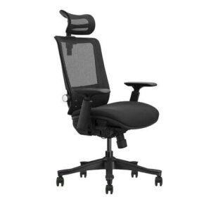 Cromad Senior SE1100 Silla de Oficina - Altura y Profundidad de Asiento Ajustable - Reposacabezas, Reposabrazos 3D y Soporte Lumbar Ajustables - Ruedas de Nailon 360º - Color Negro