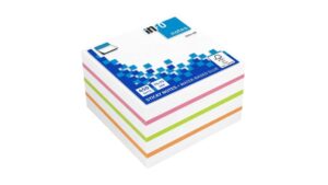 Global Notes inFO Cubo de 450 Notas Adhesivas 75 x 75mm - Certificacion FSC™ - Colores Verde, Naranja, Rosa y Blanco