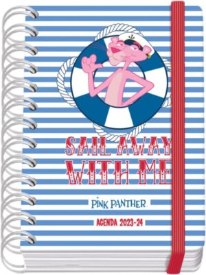 Dohe Pink Panther Sailing Agenda Escolar Espiral Wire’o A6 - Dia Pagina - Papel 80g/m2 - Cubierta de Carton Plastificado - Cierre con Goma Elastica