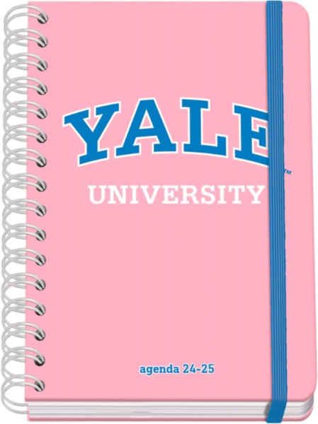 Dohe YALE Pink Lady Agenda Escolar Espiral Wire’o A5 - Semana Vista - Papel 80g/m2 - Cubierta de Carton Plastificado - Cierre con Goma Elastica - Color Rosa