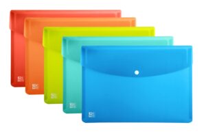 Oxford Urban A5 Sobre Portadocumentos de Plastico Rigido Translucido A5 - Capacidad hasta 40 Hojas - Cierre de Broche - Colores Surtidos