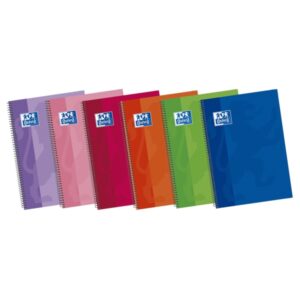 Oxford School Classic Write&Erase Fº Cuaderno Espiral - Tapa Extradura - Pauta 3.5mm con Margen - 80 Hojas - Colores Surtidos