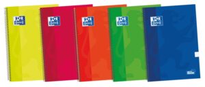 Oxford School Classic Write&Erase Fº Cuaderno Espiral - Tapa Extradura Resistente - Cuadricula 5x5 con Margen - 80 Hojas - Colores Surtidos