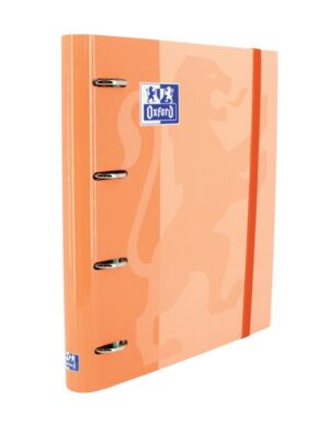 Oxford Europeanbinder Classic A4+ Carpeta de Anillas con Recambio Cuadricula 5x5 - Tapa Extradura - Cierre con Goma Elastica - Color Melocoton