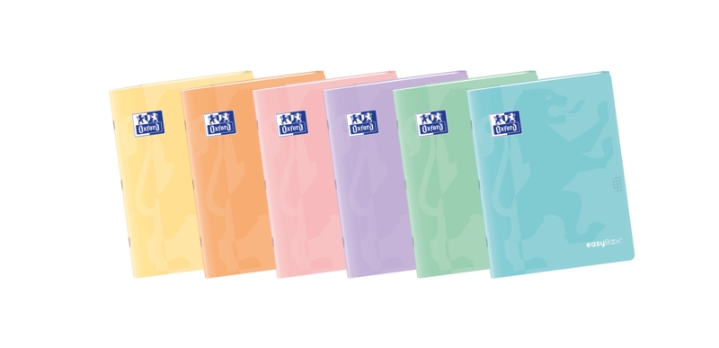 Oxford Easybook A4 Libreta Grapada - Tapa de Plastico Resistente - 48 Hojas con Margen - Cuadricula 4x4 - Diseño en Tonos Pastel