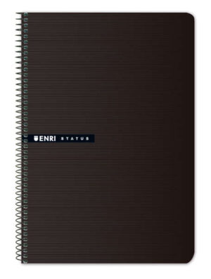Enri Status 4º Tapa Dura Cuaderno Espiral 4x4 - 100 Hojas - Color Negro