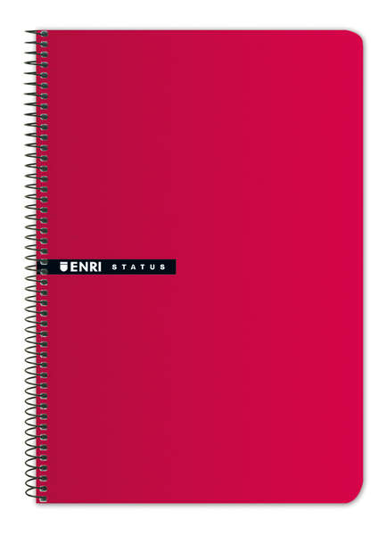 Enri Status 4º Tapa Dura Cuaderno Espiral 4x4 con Margen 100 Hojas Rojo - Cuaderno de Tapa Dura - Cuadriculado 4x4 con Margen - 100 Hojas de Alta Calidad - Color Rojo
