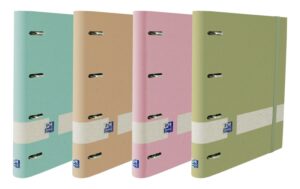 Oxford Nature Europeanbinder A4+ Tapa Extradura 4x35 Surtido con Recambio Pastel 5x5 - Carpeta Ecologica con Tapa Dura - Incluye Recambio de Hojas Pastel