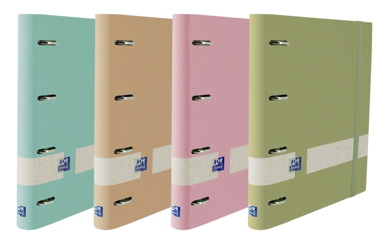 Oxford Nature Europeanbinder A4+ Tapa Extradura 4x35 Surtido con Recambio Pastel 5x5 - Carpeta Ecologica con Tapa Dura - Incluye Recambio de Hojas Pastel