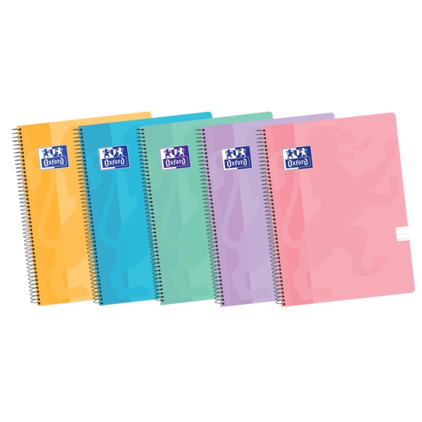 Oxford School Classic A4+ Europeanbook Spiralflex - Tapa de Plastico Resistente - 50 Hojas de Papel de Alta Calidad - 1 Linea para Escribir - Colores Surtidos