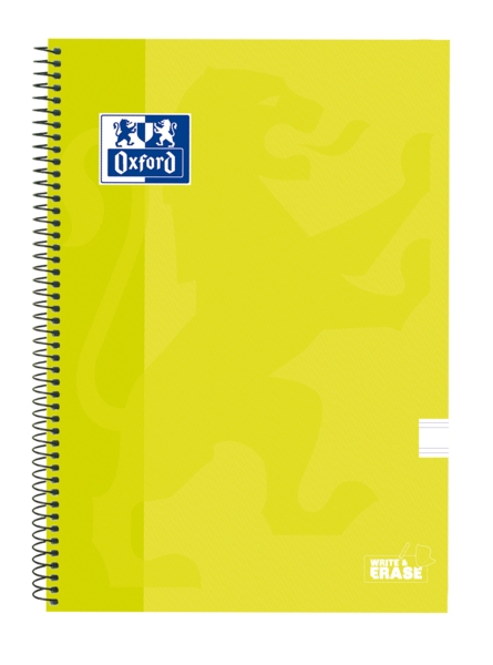 Oxford School Classic Cuaderno Espiral Tapa Extradura Write&Erase - Folio Pauta 2.5mm - 80 Hojas - Color Lima