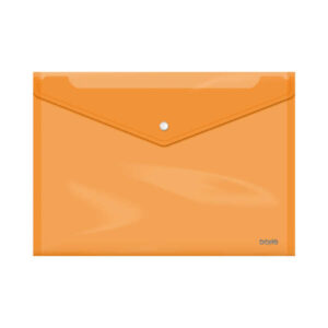 Dohe Sobre Portadocumentos Folio+ - Cierre de Broche - Polipropileno Cristal Transparente 150 Micras - Color Naranja