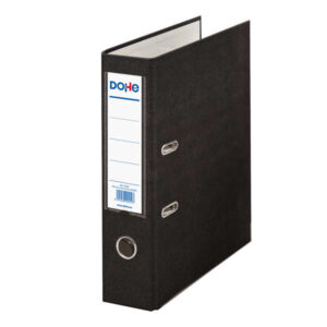Dohe Archivador de Palanca Tamaño A4 - Lomo Ancho 70mm - Ollao, Rado y Tarjetero en el Lomo - Carton Forrado con Polipropileno - Cantoneras Metalicas - Color Negro
