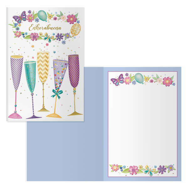 Dohe Pack de 6 Tarjetas de Felicitacion - 11.5x17cm - Impresion a Todo Color - Estampaciones con Pelicula de Color - Estampacion en Seco - Papel Offset Blanco de 300gr - Incluye Sobre de Color