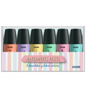 Dohe Pack de 6 Mini Marcadores Fluorescentes Pastel - Punta Biselada con Trazo de 1-5 mm - Colores Surtidos