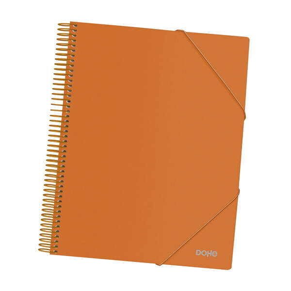 Dohe Carpeta con 40 Fundas Tamaño A4 - Tapa de Polipropileno Opaco de 800 Micras - Fundas Transparentes de 80 Micras - Espiral de Plastico de Color - Gomas Elasticas a Juego