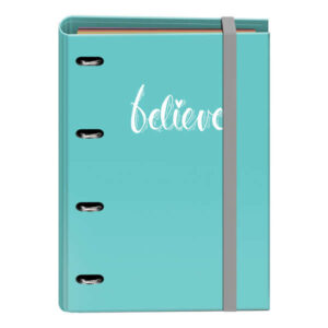 Dohe Carpeta Recambio Tamaño A4 - 4 Anillas Mixtas de 35mm - Cierre de Goma Elastica - Recambio de 100 Hojas de 90gr - Cuadricula de 5mm con Banda de Color - 4 Separadores - Sobre Velcro de Polipropileno