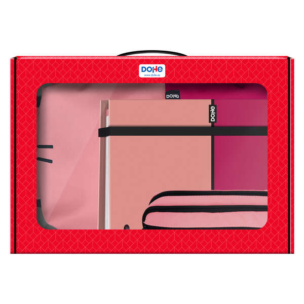 Dohe Pack Mochila, Carpeta y Portatodo Duo - Maletin Regalo 365x515x105mm - Carpeta A4 Recambio - Mochila 3 Compartimentos Grande - Portatodo Triple