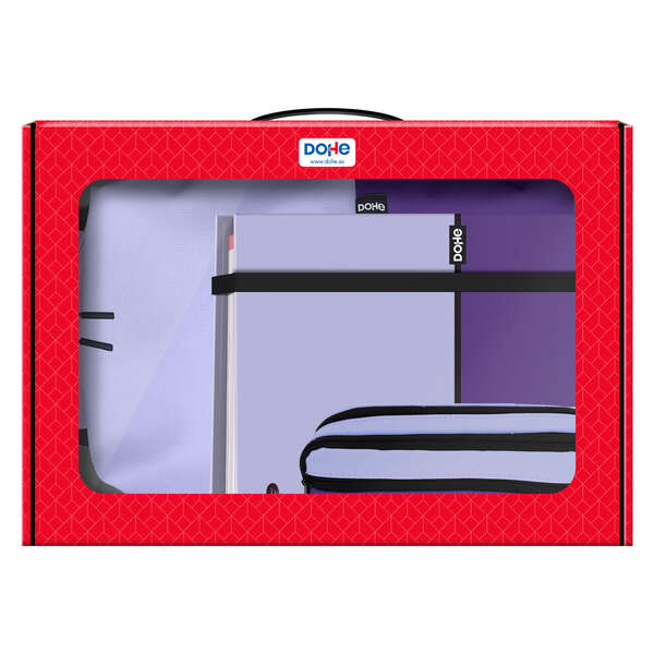 Dohe Pack Mochila, Carpeta y Portatodo Duo - Maletin Regalo 365x515x105mm - Carpeta A4 Recambio - Mochila 3 Compartimentos Grande - Portatodo Triple