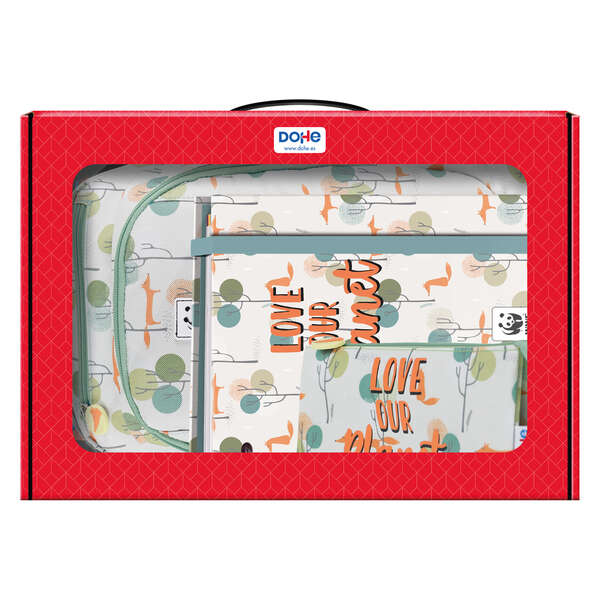 Dohe Pack Mochila, Carpeta y Portatodo WWF - Maletin Regalo 365x515x105mm - Carpeta A4 Recambio, Mochila 3 Compartimentos Grande - Portatodo Triple