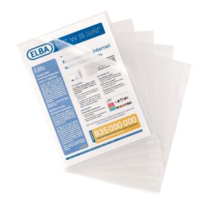 Elba Pack de 100 Dossieres Uñero Standard Folio PP 140 Μicras - Resistente y Duradero - Acabado Piel de Naranja Transparente