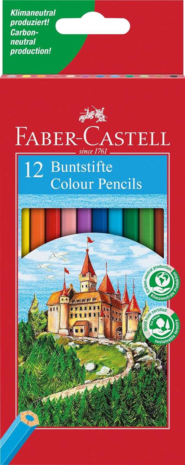 Faber-Castell Classic Colour Pack de 12 Lapices de Colores Hexagonales - Resistencia a la Rotura - Colores Surtidos