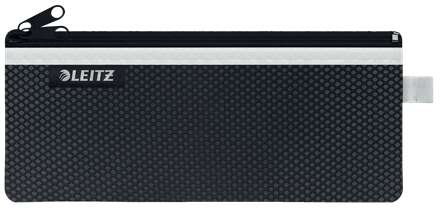 Leitz WOW Bolsa Porta-Todo Mediana 2 Compartimentos - Tamaño 85x6x210mm - Lavable y Duradera - Cierre de Cremallera - Color Negro