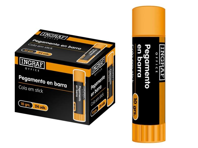 Ingraf Pegamento en Barra Adhesivo Solido 10gr - Sin Disolventes - Facil Aplicacion - Ideal para Oficina, Hogar y Colegio - Color Transparente