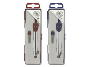 Bismark Basic Compas Escolar Metalico - Incluye Tubo de Minas - Presentado en Estuche de Plastico - Colores Surtidos Aleatorios
