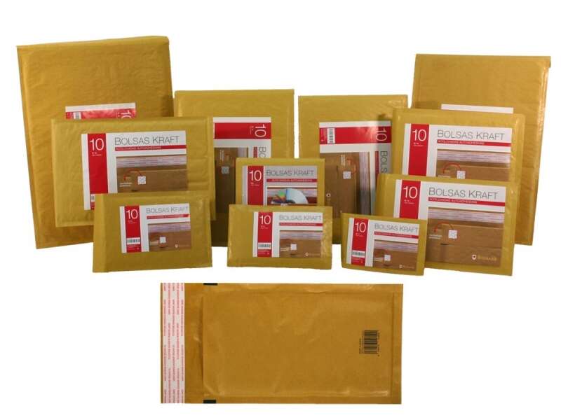 Bismark Bolsa Acolchada Kraft Nº14 180x265mm - Recubrimiento Interno de Laminas de Burbuja de Aire - Cierre Autoadhesivo - Ideal para Envios con Alta Proteccion