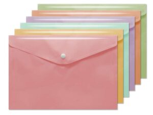 Bismark Sobre Portadocumentos A4 - Cierre de Broche - Fabricado en Polipropileno - Colores Pastel Surtidos