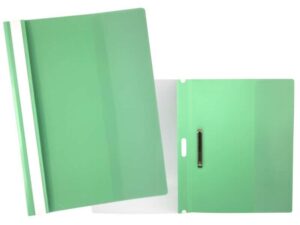 Yes Dossier con Fastener para 30 Hojas A4 - Portada Transparente, Trasera Verde - Fabricado en Polipropileno