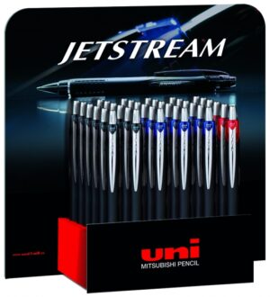 Uni-ball SXN-210 JetStream Expositor de 36 Boligrafos Retractiles - Punta de Bola 1mm - Tinta Pigmentada Resistente al Agua y Luz - Secado Instantaneo - Ideal para Zurdos - Colores Surtidos