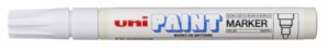 Uni-ball PX-20 Marcador de Pintura - Punta Acrilica de Bala 2.2-2.8mm - Permanente en Todas las Superficies - Resistente a Luz y Agua - Cuerpo de Aluminio - Color Blanco