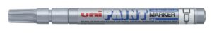Uni-ball PX-21 Paint Marker - Marcador de Pintura - Punta Acrilica de Bala 0.8-1.2mm - Permanente en Todas las Superficies - Resistente a Luz y Agua - Color Plata