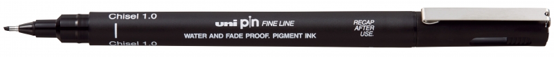 Uni-ball PINCS1-200 Rotulador Calibrado - Punta Poliacetal - Trazo Chisel - Tinta Pigmentada Resistente al Agua y Luz - Color Negro