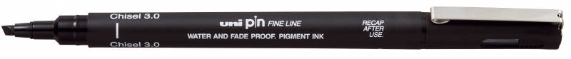 Uni-ball PINCS3-200 Rotulador Calibrado - Punta Poliacetal - Trazo Chisel - Tinta Pigmentada Resistente al Agua y Luz - Color Negro