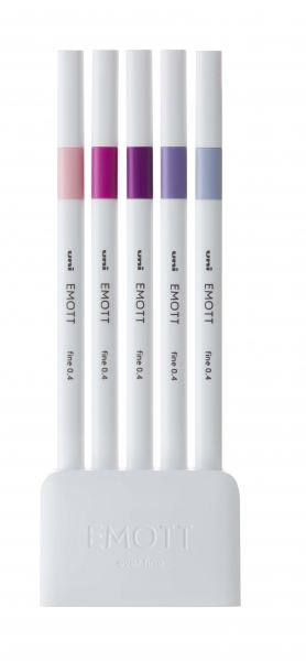 Uni-ball PEM-SY Set Nº7 Emott Floral Colors Pack de 5 Rotuladores de Linea Fina - Punta 0.4mm - Tinta a Base de Agua - Diseño Innovador - Ancho de Linea Constante - Colores Surtidos